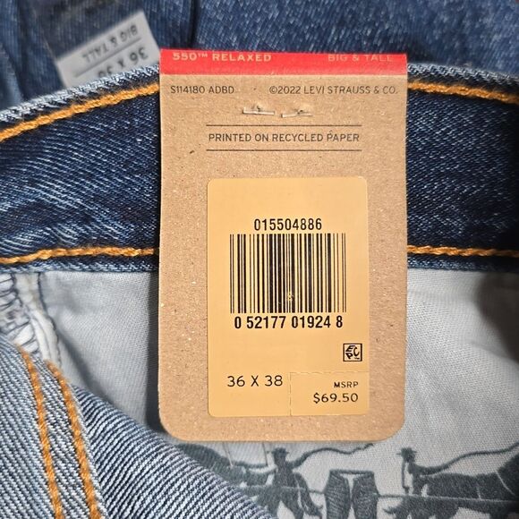 1489 NWT 550 Relaxed Fit Men's Jeans Dark Stonewash - Non Stretch 36x38 - Picture 6 of 6